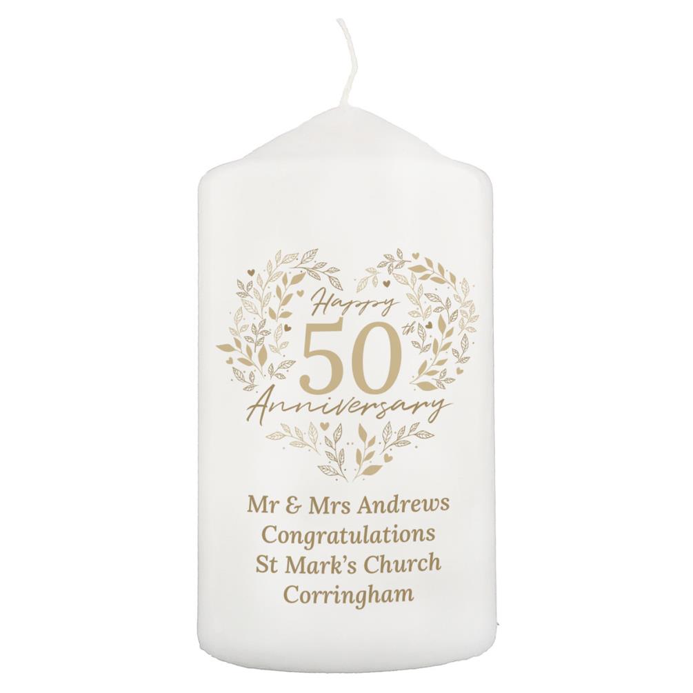 Personalised 50th Golden Wedding Anniversary Pillar Candle £11.69